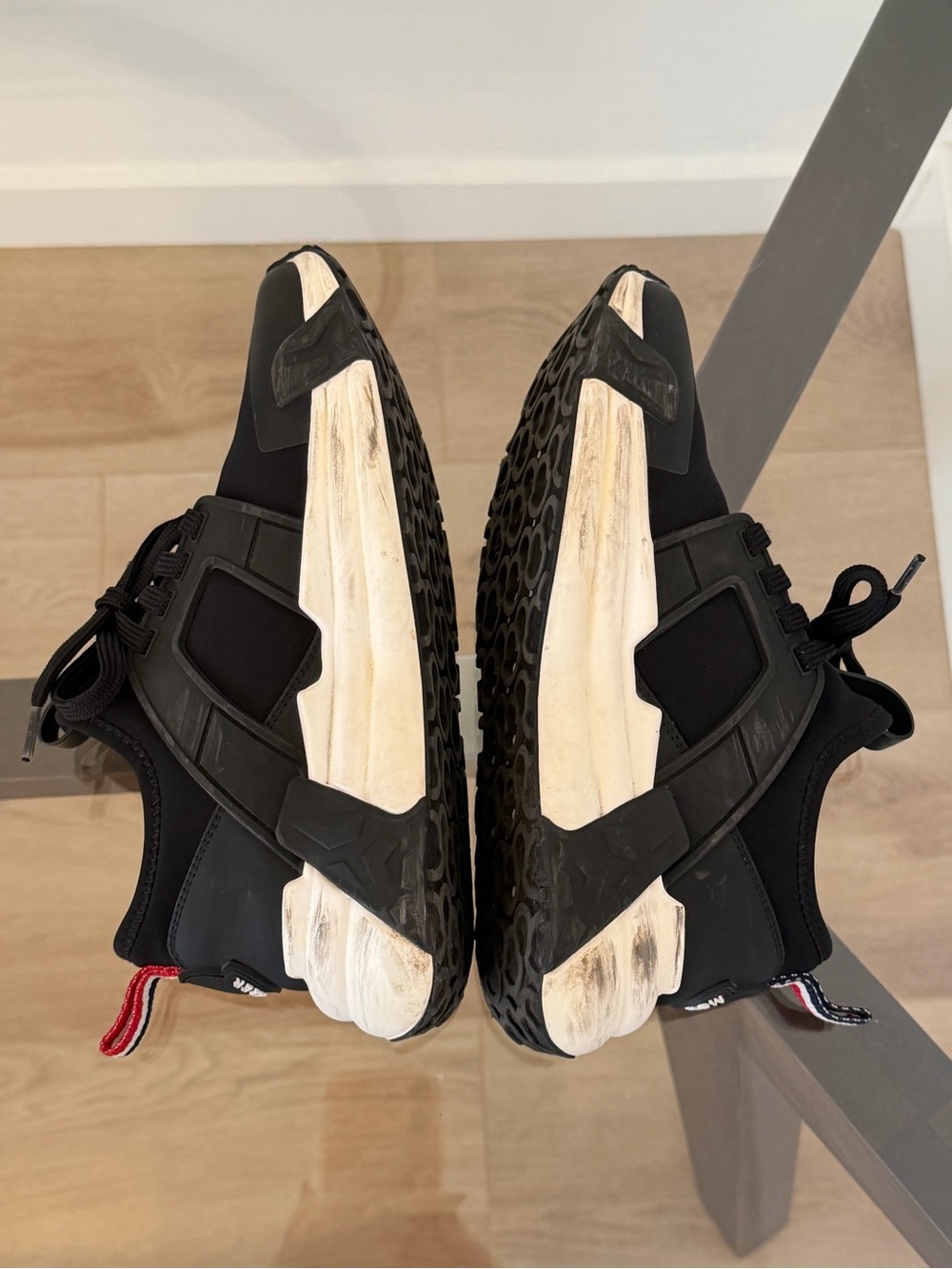 Moncler Black Neoprene Sneakers Chunky Sole Logo Size 6.5 - Picture 7 of 15